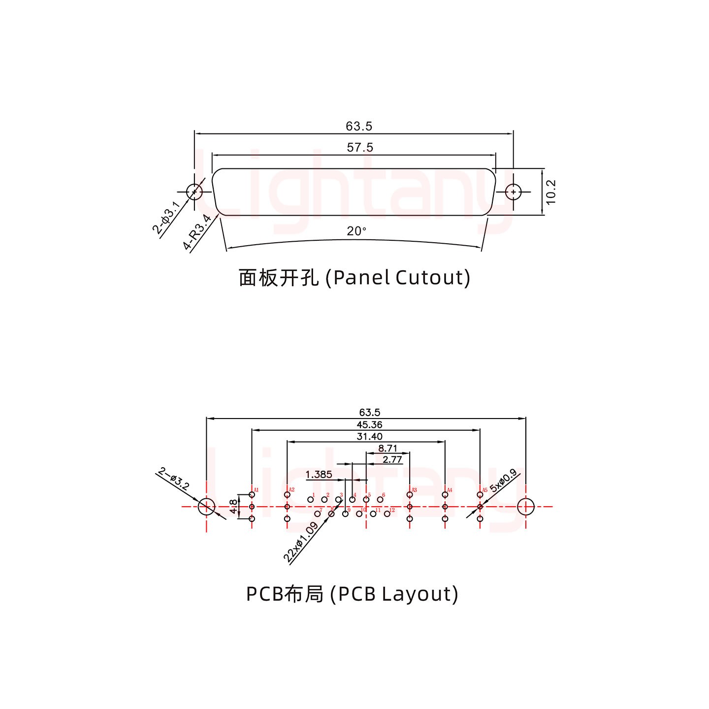 17W5公PCB直插板/鉚魚(yú)叉7.0/射頻同軸50歐姆