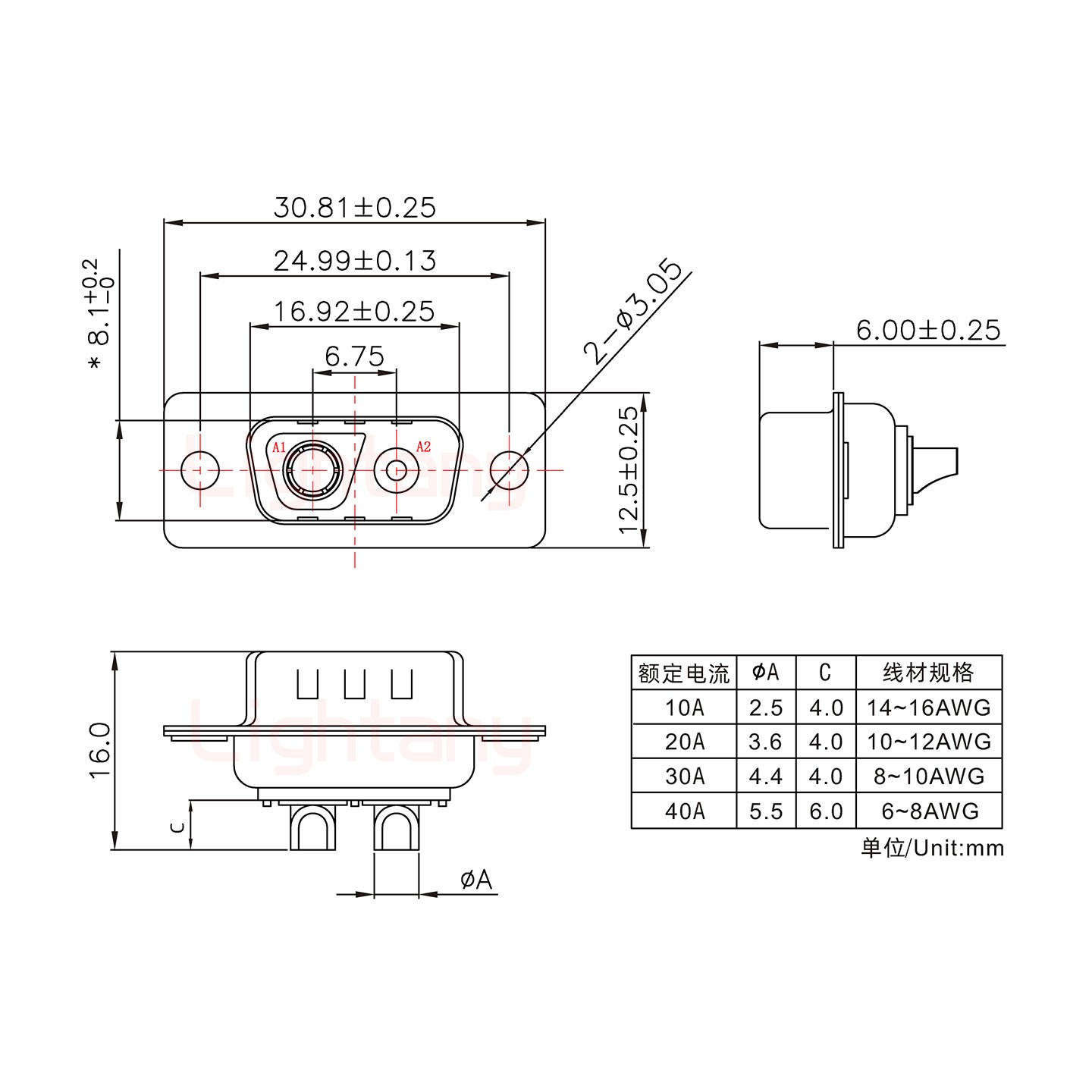 2V2公短體焊線(xiàn)/光孔/大電流40A