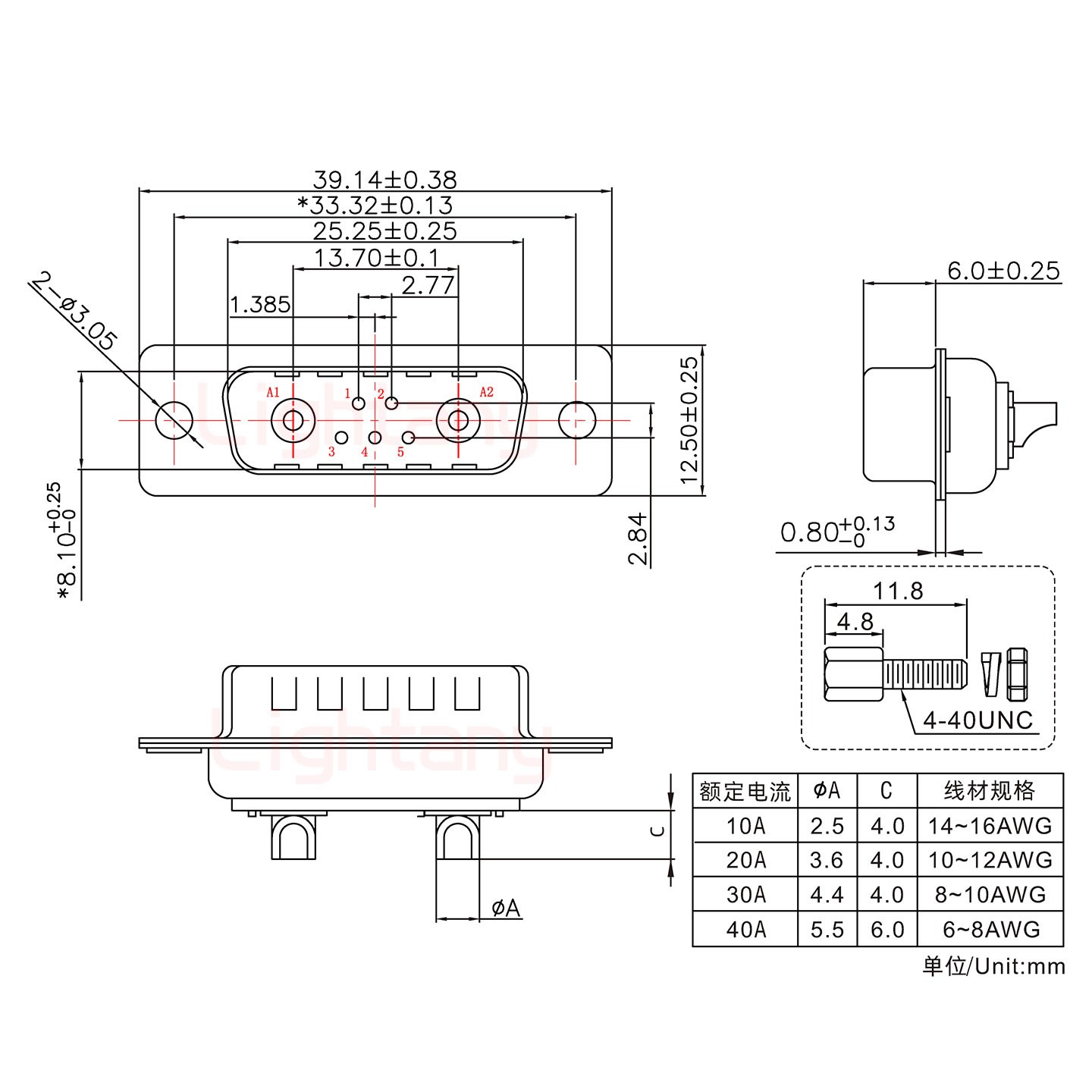 7W2公短體焊線(xiàn)/配螺絲螺母/大電流20A