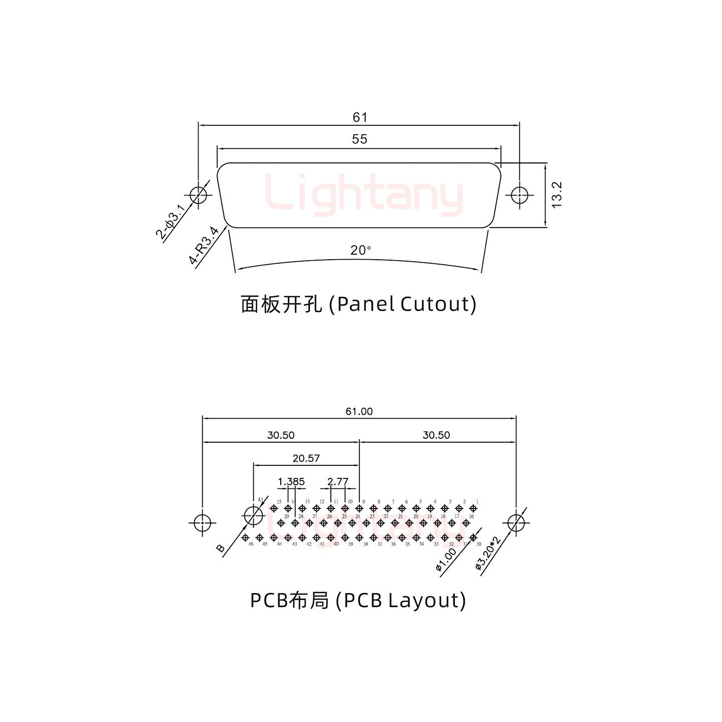 47W1母PCB直插板/鉚魚(yú)叉7.0/大電流40A