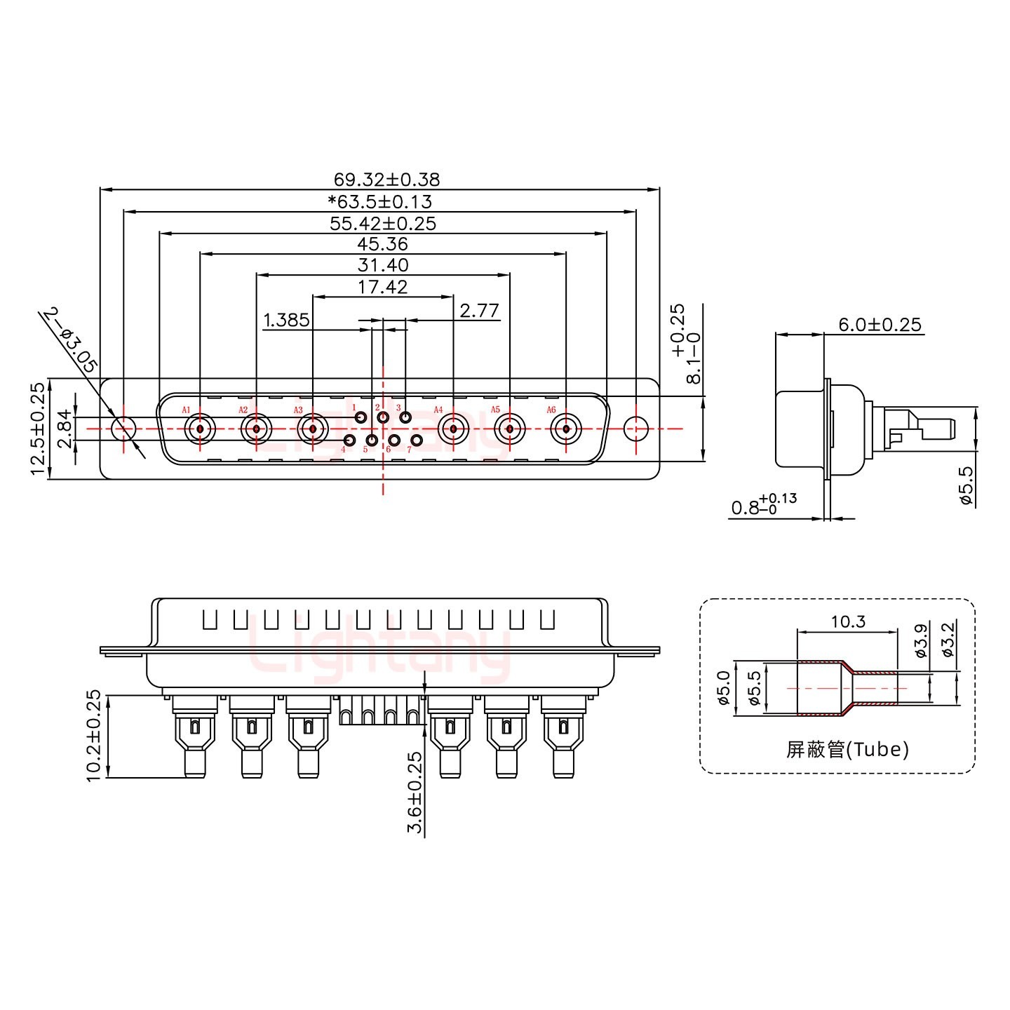 13W6A公頭焊線(xiàn)+防水接頭/線(xiàn)徑5~11mm/射頻同軸75歐姆