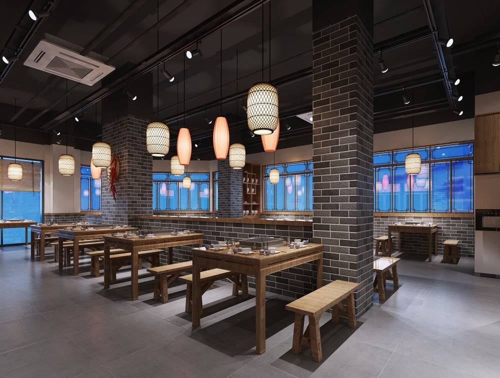 小火鍋店裝修效果圖，火鍋店裝修效果圖