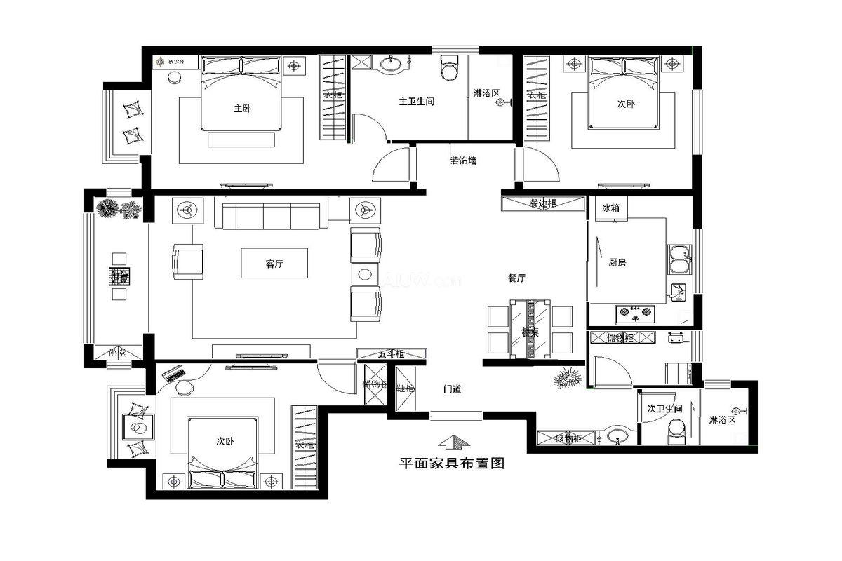 70兩房一廳裝修效果圖，70平兩室一廳裝修圖