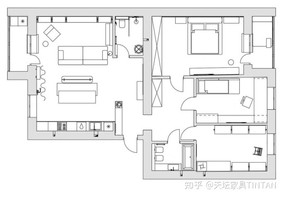 70㎡小戶型營造高級感，現(xiàn)代簡約兩居室家裝案例分享